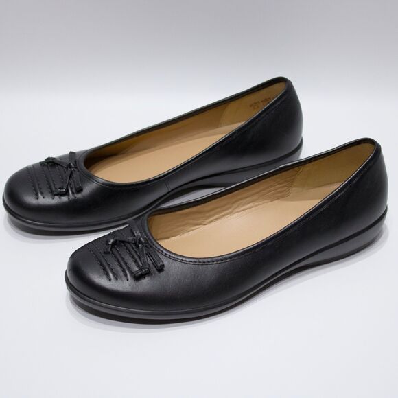 NWOB Hotter Made in UK Black Leather Comfort Ballet Flats ~ Women Size 11 (9 UK) - Picture 4 of 13